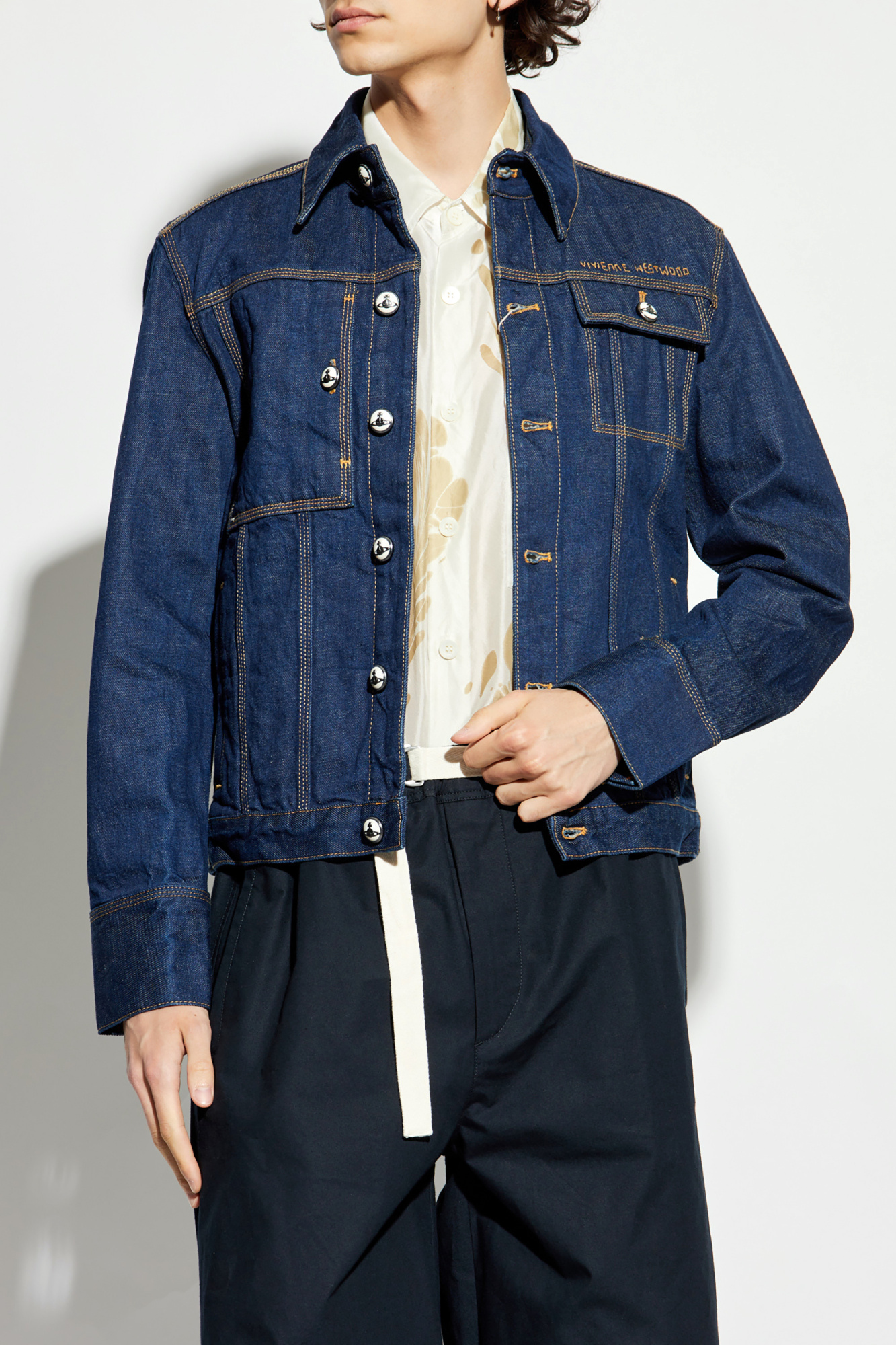 Vivienne Westwood Denim jacket with embroidered logo | Men's